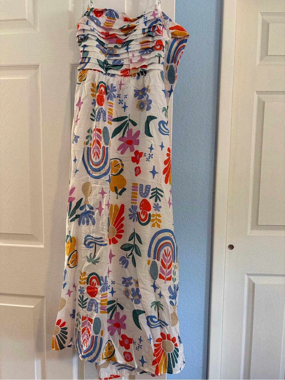 Blu Pepper White Maxi Dress with Multicolor Floral Print